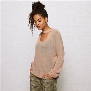 Blush choker front sweater. One Size Fits Most